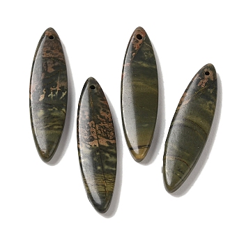 Natural Picasso Jasper Pendants, Horse Eye Charms, 39.5~40x10~10.5x4mm, Hole: 1.2mm