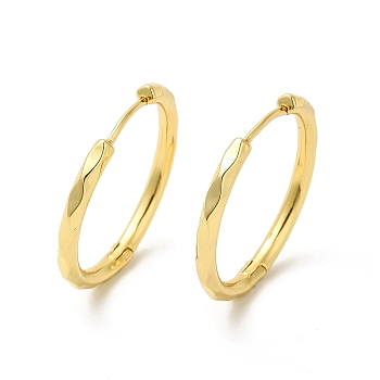 Rack Plating Brass Hinged Hoop Earrings for Women, Cadmium Free & Nickel Free & Lead Free, Real 18K Gold Plated, 23x24x2.5mm, Pin: 0.7mm