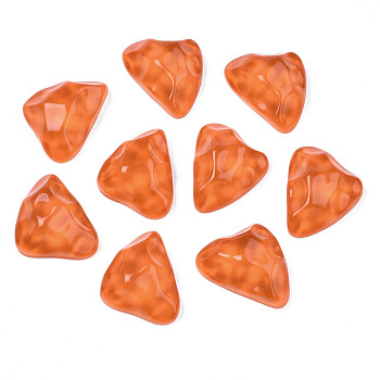 Transparent Resin Cabochons, with Bumpy Top, Water Ripple, Triangle, Dark Orange, 17.5x23.5~24x8.5mm