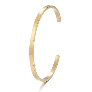 304 Stainless Steel Cuff Bangles, Minimalist Simple Open Bangles, Real 18K Gold Plated, Inner Diameter: 2-1/2x2 inch(6.1~6.5x5.1cm)