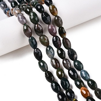 Natural Indian Agate Beads Strands, Faceted, Oval, Dark Slate Gray, 10.5~12x7.5~8mm, Hole: 1mm, about 32pcs/strand, 14.57~15.2''(37~38cm)