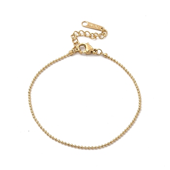 Ion Plating(IP) 304 Stainless Steel Ball Chain Bracelet for Women, Real 14K Gold Plated, 6-5/8 inch(16.7cm)
