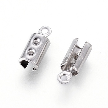 304 Stainless Steel Cord Ends, End Caps, Column, Stainless Steel Color, 10x3mm, Hole: 1mm, Inner Diameter: 4mm