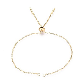 Adjustable Brass Slider Bracelets Making, Bolo Bracelets, Nickel Free, Real 18K Gold Plated, 4-41/64 inch(11.8cm), 1.5mm, Hole: 1.4mm