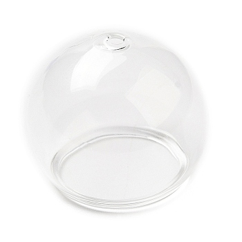 Transparent Glass Bead Cone, for Wind Chimes Making, Half Round, Clear, 25x21.5mm, Hole: 2mm, Inner Diameter: 16mm