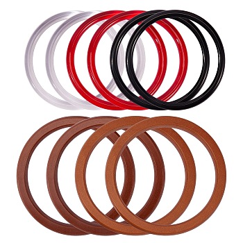 10 Pcs 5 Styles ABS Plastic Ring Shape Purse Handle, Wooden Ring Shape Purse Handle, for Bag Handles Replacement Accessories, Mixed Color, 2pcs/style