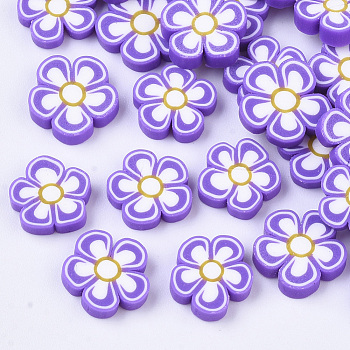 Handmade Polymer Clay Cabochons, Flower, Medium Orchid, 7.5~10x1~2mm, about 3280pcs/656g