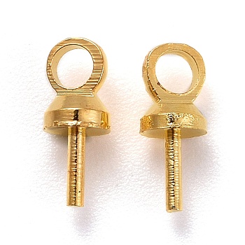 Brass Cup Peg Bails Pendants, For Half Drilled Bead, Golden, 7x3mm, Hole: 1.5mm, Pin: 0.5mm, 100pcs/bag