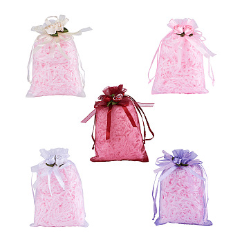 Magibeads 50 Pcs 5 Colors Organza DIY Craft Drawstring Bag, for Valentine Birthday Wedding Party Candy Wrapping, Mixed Color, 15.5x10x1.05cm, 10pcs/color