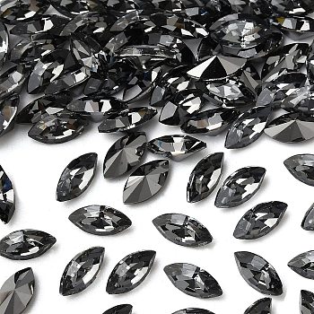 Preciosa&reg MAXIMA Crystal Fancy Stones, Czech Crystal, 435 14 615 Navette(Horse Eye), Aluminium Layer, 00030 260 NightFall, 8x4mm