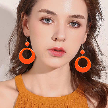 6 Pairs 6 Colors Donut Resin Dangle Earrings with Iron Pins for Women(EJEW-AN0004-14)-4
