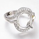 Adjustable Brass Micro Pave Clear Cubic Zirconia Finger Ring Components(ZIRC-I049-21)-2