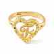 Real 18K Gold Plated Brass Alphabet Adjustable Rings(RJEW-M139-18F)-2