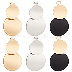 3 Pairs 3 Colors Iron Alloy Flat Round Clip-on Earrings, Mixed Color, 45x28mm, 1pair/color(EJEW-ME0001-14)