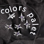 Star Alloy Rhinestone Cabochons, Nail Art Decoration Accessories, Silver, 8.7x6.3mm(MRMJ-WH0075-114-11)