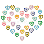 32Pcs 8 Colors Rack Plating Light Gold Alloy Enamel Pendants, Cadmium Free & Lead Free, Heart, Mixed Color, 21.5x18.5x1.5mm, Hole: 2mm, 4pcs/color(ENAM-NB0001-86)