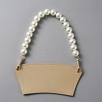 PU Leather Heat Resistant Reusable Cup Sleeve, with Removable Acrylic Imitation Pearl Bead Handle Chain, Tan, Finished Product: 224x165x3~16mm(AJEW-WH0326-38A)