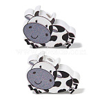 Printed Schima Wood Beads, Cow, Spray Paint, Gray, 15x21x5.5mm, Hole: 2mm(WD-CBA91F0-13)
