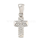 304 Stainless Steel Cubic Zirconia Pendants, Cross Charm, Stainless Steel Color, 18.5x10x2mm, Hole: 6x3mm(STAS-C102-04E-P)