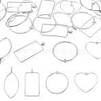 24Pcs 4 Styles Tibetan Style Alloy Connector Charms, Heart Ring Rectangle Horse Eye, Mixed Shapes, Antique Silver, 47~73.5x33~53x2mm, Hole: 1.8~3mm, 6pcs/style(TIBEP-TA0001-45)