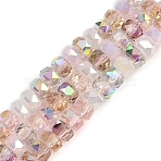 Electroplate Glass Beads Strands, Rondelle, Faceted, Rosy Brown, 4x3mm, Hole: 1mm, about 146~148pcs/strand, 15.83~15.98''(40.2~40.6cm)(X-EGLA-B011-04A-02)