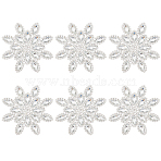 Hotfix Rhinestones, Iron on Transfer Resin Rhinestone Appliques(Hot Melt Adhesive on the Back), Snowflake, Crystal, 77x3mm, 6pcs/box(DIY-FG0003-71)