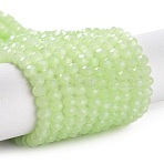 Baking Painted Imitation Jade Glass Bead Strands, Faceted Rondelle, Pale Green, 4x3mm, Hole: 1mm, about 105~110pcs/strand, 38~39cm(DGLA-A034-J4MM-A21)