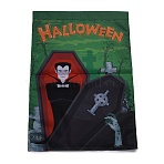 Garden Flag for Halloween, Double Sided Polyester House Flags, for Home Garden Yard Office Decorations, Coffin, Colorful, 460x320x0.4mm, Hole: 18mm(AJEW-H108-A17)