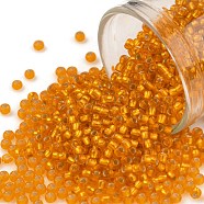TOHO Round Seed Beads, Japanese Seed Beads, (30F) Light Hyacinth Orange Silver Lined Matte, 11/0, 2.2mm, Hole: 0.8mm, about 1110pcs/bottle, 10g/bottle(SEED-JPTR11-0030F)