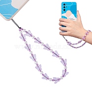 Acrylic Beaded Phone Lanyard, Wrist Straps Butterfly Beads Mobile Phone Lanyard for Woman Men, Lilac, 22cm(HJEW-SW00017-01)