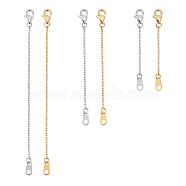 6Pcs 6 Style Stainless Steel Chain Extender, with Lobster Claw Clasps & Curb Chains, Mixed Color, 1pc/style, 6pcs/set(FIND-AR0001-24)