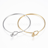 304 Stainless Steel Bangle, End with Immovable Round Beads, Mixed Color, 2-3/8 inch(6~6.5cm)(BJEW-H530-01)