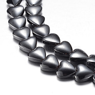 Original Magnetic Synthetic Hematite Bead Strands, Grade A, Heart, Original Color, 6x6x2.8mm, Hole: 0.8mm, about 69pcs/strand, 15.7 inch(40cm)(X-G-A164-01A)