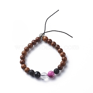 Wood Beads Stretch Bracelets Making, with Mixed Gemstone Beads, Lava Rock and Alloy Findings, 7-5/8 inch(19.5cm)(BJEW-PH00009-04)
