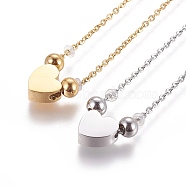 304 Stainless Steel Pendant Necklaces, Heart, Mixed Color, 15.94 inch(40.5cm), 1.7mm(STAS-I111-08)