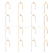 BENECREAT Brass Chandelier Component Links, Arch, Real 14K Gold Plated, 38x12.5x1.5mm, Hole: 1.5mm, 16pcs/box(KK-BC0011-08)