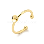 Brass Open Cuff Ring Settings, for Half-drilled Beads, Golden, 2~3mm, Adjustable, Pin: 1mm(KK-G518-04G-02)