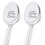 Stainless Steel Spoon, Letter Pattern, 196x32mm, 2pcs/set(AJEW-WH0160-006)