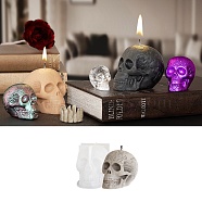 Halloween Theme Candle Silicone Molds,  For Decoration Silicone, Skull, White, 53x81mm, 65mm high(DIY-U005-06B)