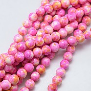 Synthetic Ocean White Jade Beads Strands, Dyed, Round, Deep Pink, 6mm, Hole: 1mm, about 66pcs/strand, 15.74 inch(G-L019-6mm-02)