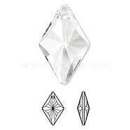 Austrian Crystal Rhinestone, 6320, Crystal Passions, Faceted, Rhombus Pendant, 001_Crystal, 14x9x5mm, Hole: 1mm(6320-14mm-001(U))