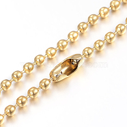 Vacuum Plating 304 Stainless Steel Ball Chain Necklaces Making, Round, Golden, 23.6 inch(60cm), 1.5mm(MAK-I008-01G-B01)