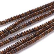 Natural Bamboo Leaf Stone Beads Strands, Heishi Beads, Flat Round/Disc, 4~4.5x2.5mm, Hole: 0.7mm, about 167pcs/strand, 15.43 inch(39.2cm)(G-H230-22)