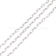 304 Stainless Steel Cable Chains, Unwelded, with Spool, Stainless Steel Color, 3.5x1.8x0.4mm, about 32.81 Feet(10m)/Roll(CHS-C002-03P-02)