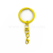 Spray Painted Iron Keychain Swivel Clasps, with Lobster Claw Clasps, Yellow, 66.5mm(FIND-WH0111-355E)