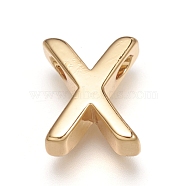 Brass Charms, Long-Lasting Plated, Letter, Letter.X, X: 9x7x3mm, Hole: 1.6mm(X-ZIRC-I037-01X-G)