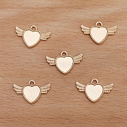 Alloy Pendant, Heart with Wing, Light Gold, 14x22mm(OHAR-PW0003-124C)