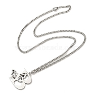 201 Stainless Steel Necklace, Letter B, 23.74 inch(60.3cm) p: 29x34.5x1.3mm(NJEW-Q336-01B-P)