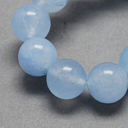 Natural Jade Bead Strands, Dyed, Round, Light Blue, 10mm, Hole: 1mm, about 38pcs/strand, 14.9 inch(G-R165-10mm-19)