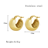 Stainless Steel Hoop Earrings for Women, Real 18K Gold Plated, Thick Hoop Earrings, Oval, 20x19mm(QX9021-11)